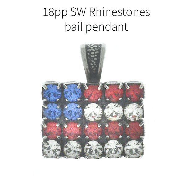 Flag of USA 18pp Rhinestones pendant with thin bail