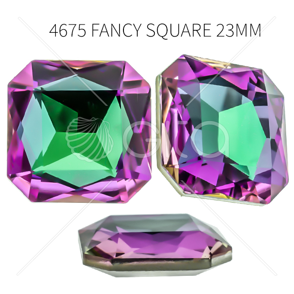 Aurora Crystal A4675 Fancy Square 23mm Heliotrope color-1pc pack