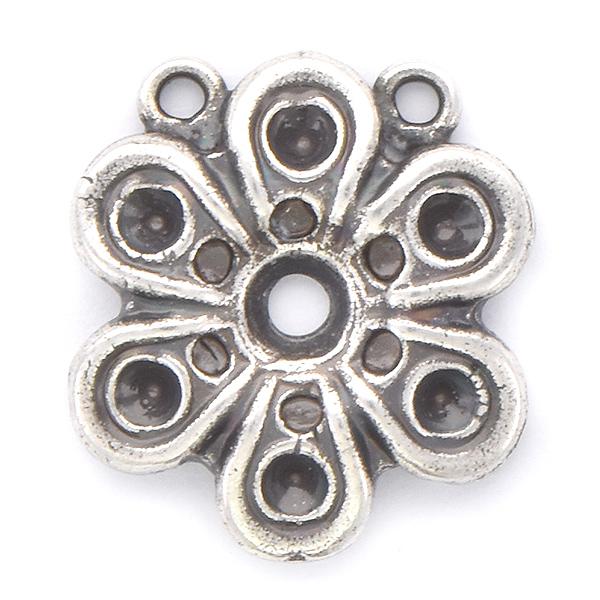 14pp, 24ss Metal Flower Pendant base with 2 loops