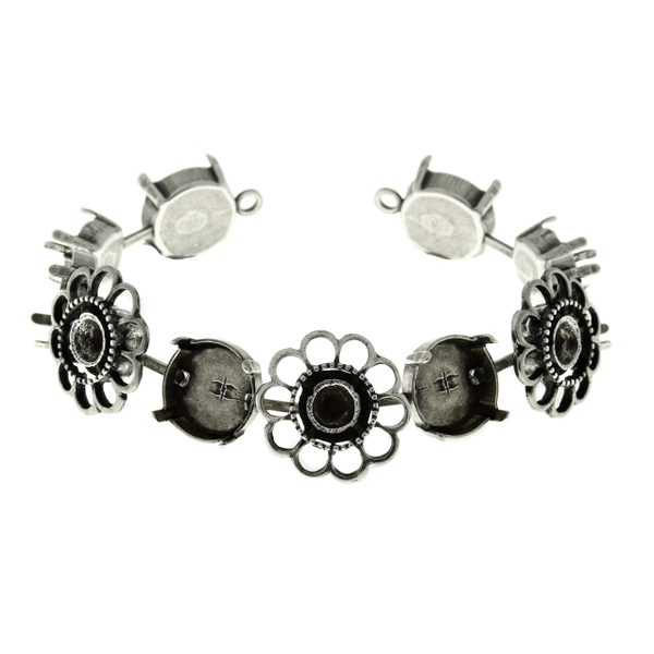 39ss and 12mm Rivoli with Chamomile Flower metal casting elements cup chain Bracelet base