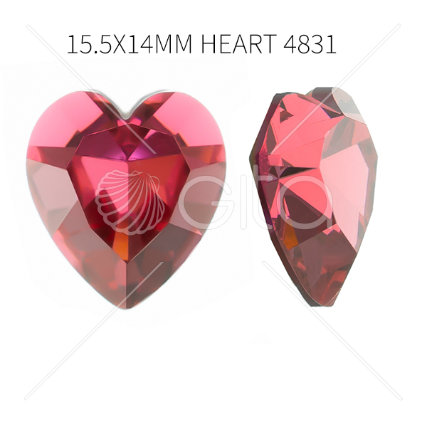 Aurora A4831 Antique Heart 15.5x14mm Rose color-1pc pack