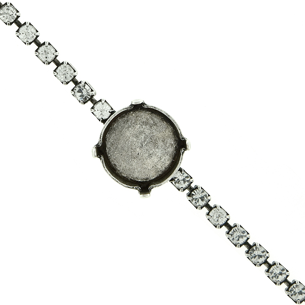 12mm Rivoli stone setting on 18pp Rhinestone chain bracelet
