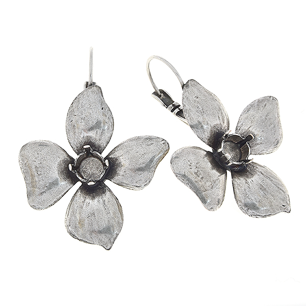 29ss Flower with four petals Lever back earrings bases