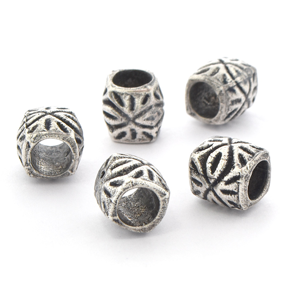 9mm Handmade Metal Beads with Aztec pattern - 5pcs pack