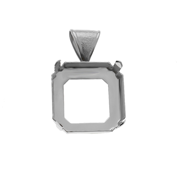 23mm Fancy Square 4675 open back stone setting with wide bail pendant base 