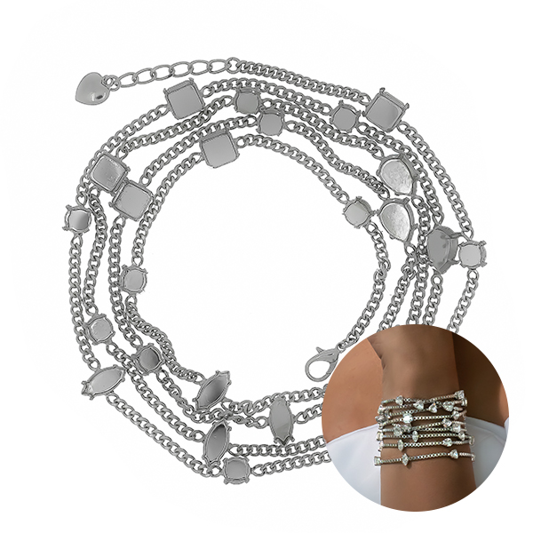 Long Flat Gourmet chain 3.9mm chain modular wrap around bracelet base