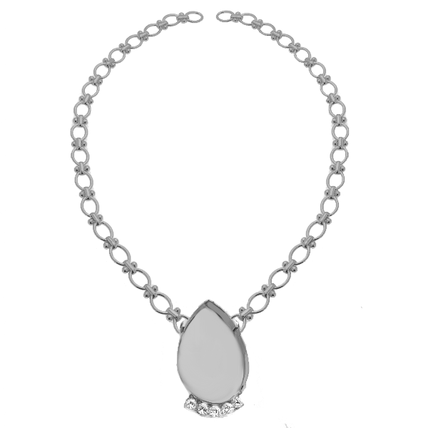 40x27mm Pear Shape setting with 32pp Rhinestones Chain Necklace base