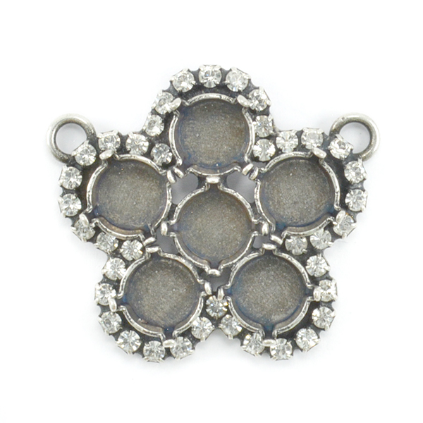 39ss Flower pendant base with Crystals and two top loops