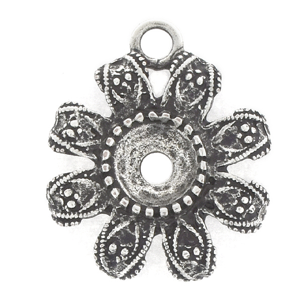 39ss Metal casting Flower Pendant base with top loop