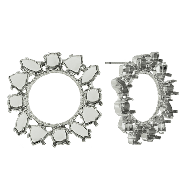 Mixed size settings hollow circle mirror reflection Stud earring bases