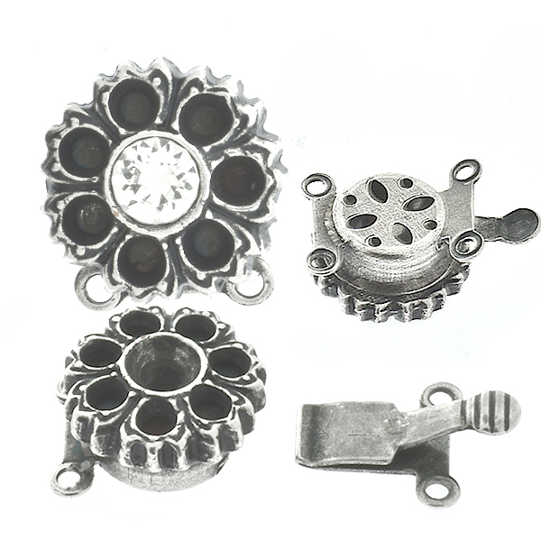 32pp, 14pp Metal casting flower on Decorated Hidden Round Box Clasp