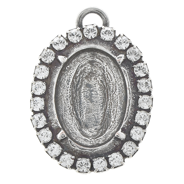 14x10mm Oval metal casting pendant with Rhinestones