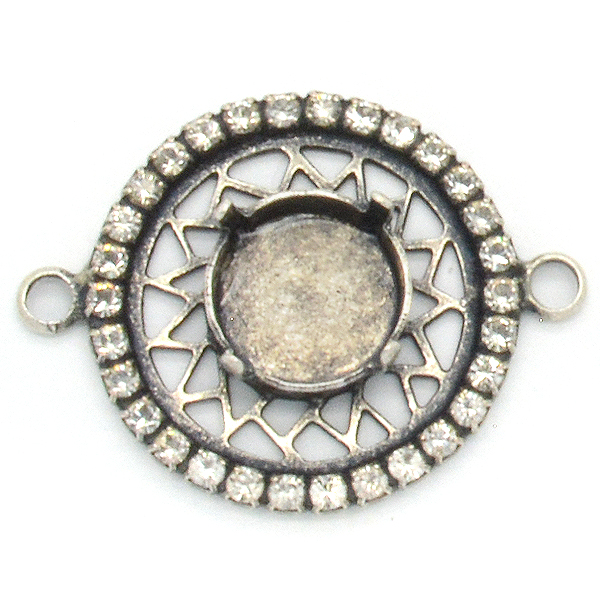 24mm Round decorated element with 12mm Rivoli setting
