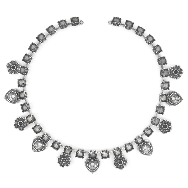 24pp, 39ss Necklace base with Flowers and Hearts