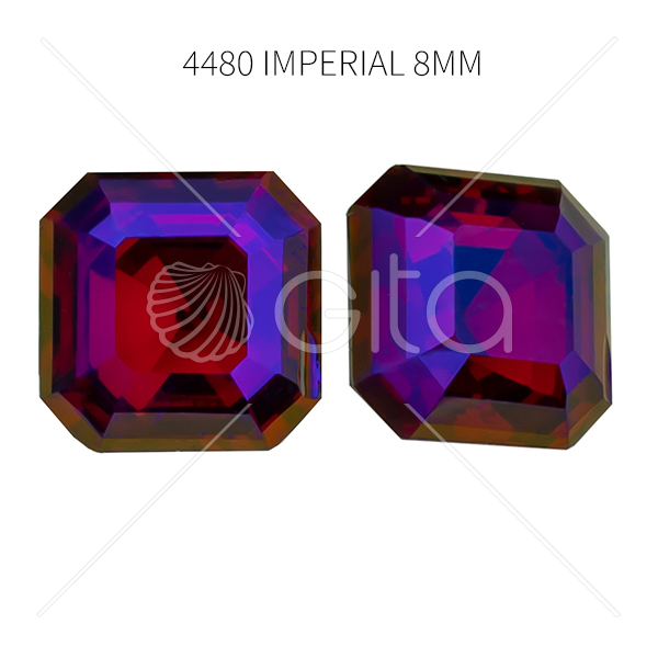 Aurora Crystal A4480 Imperial Cut Square 8mm Light Siam Shimmer color-6pcs pack