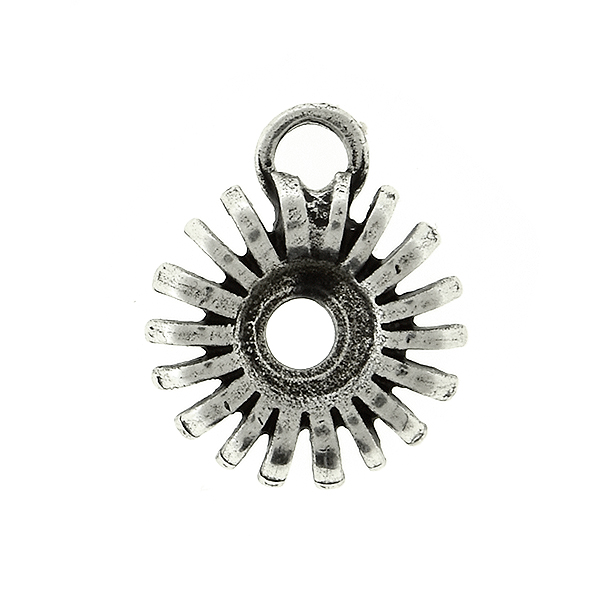 24ss Metal casting Sun Flower Pendant base with top loop 