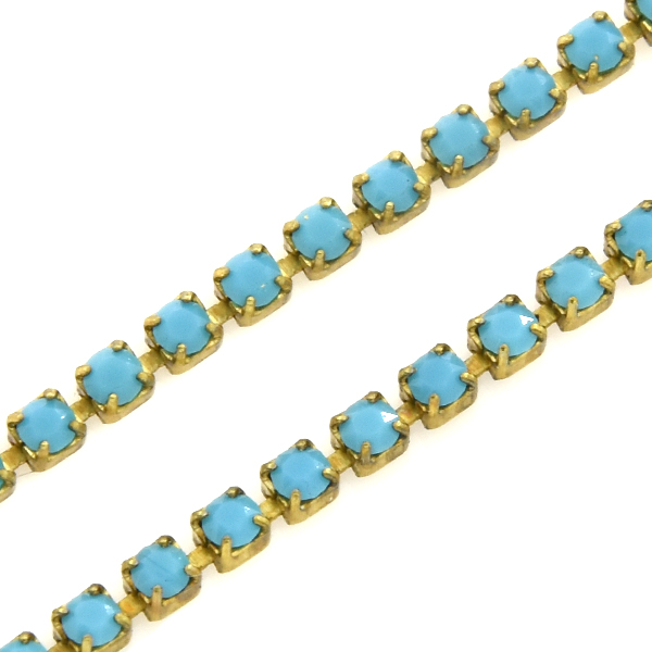 14pp Turquoise color Swarovski rhinestone cupchain by meter