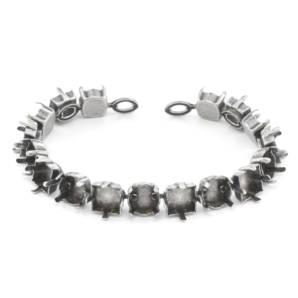 39ss, 8x8mm Square Cup chain Bracelet base - 17 settings