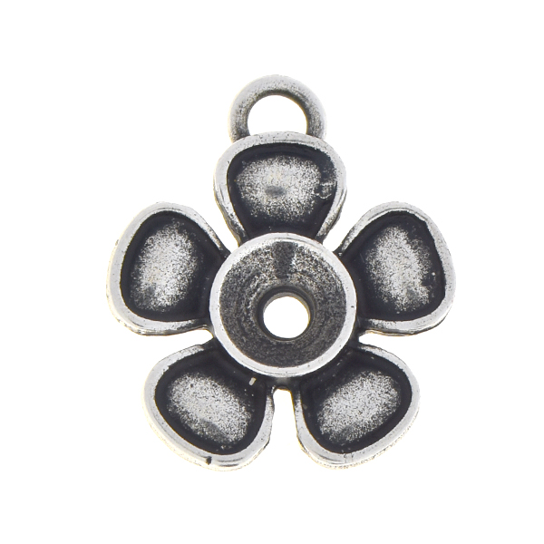 29ss Metal flower pendant base with top loop
