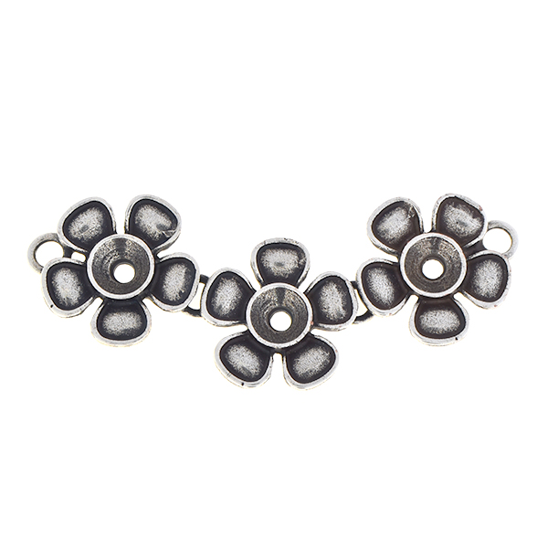 29ss Metal triple flower pendant base with two loops