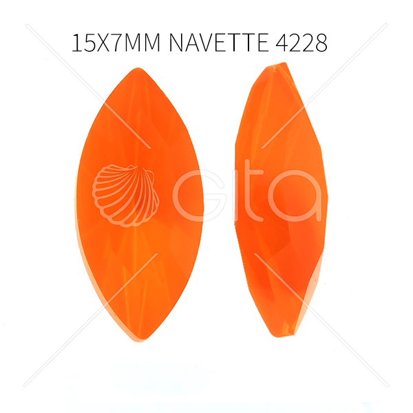 Aurora Crystal A4200 Navette 15x7mm Electric Orange color -6pcs pack