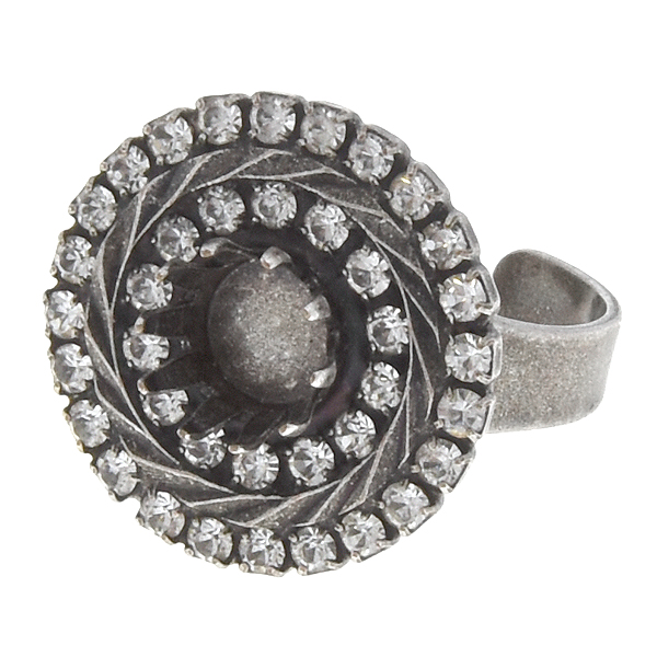 39ss Crown ring base with double rows of Rhinestones