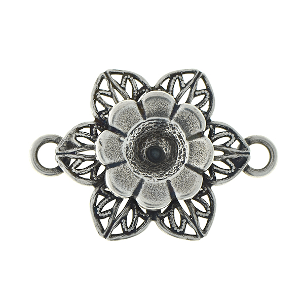 29ss metal flower with filigree petals pendant with two side loops