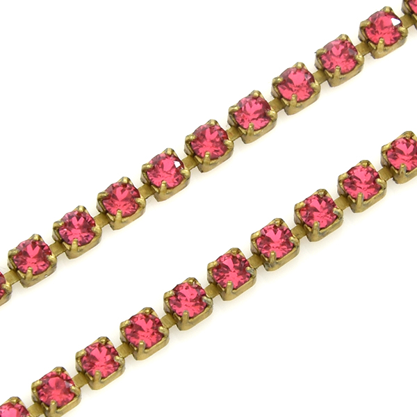 14pp Indian Pink color rhinestone cup chain by meter