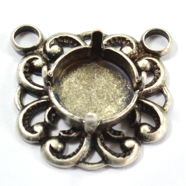 Vintage pendant base with Rivoli 12mm with 2 top loops