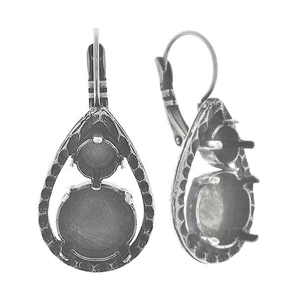 Hollow pear shape 29ss and rivoli 12mm earrings base 