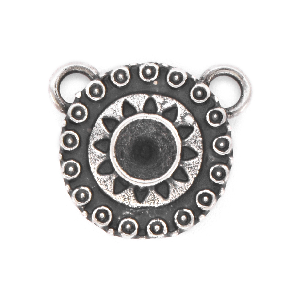24ss Round Ethnic Pendant base with two top loops