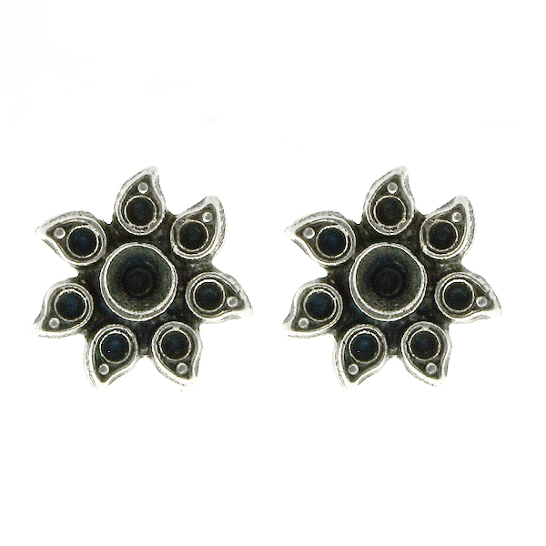 Metal casting Sunflower for 32pp and 8pp crystals Stud Earring bases