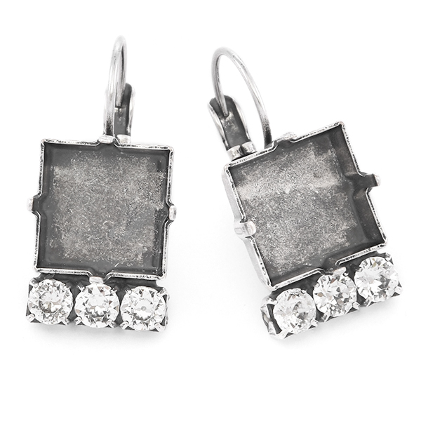 12x12mm Square with 32pp Crystals Lever back earring base