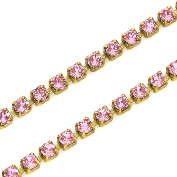 14pp Light Rose color  rhinestone cup chain by meter