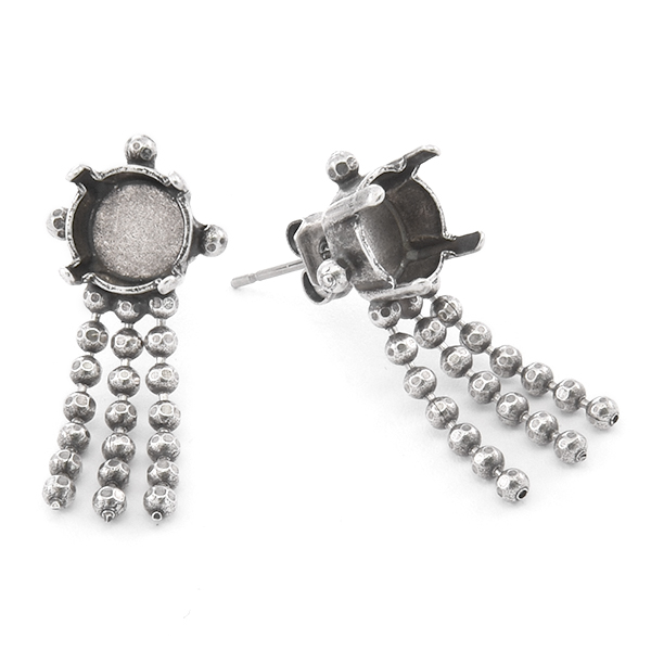 39ss Stud Earrings with hanging ball chain