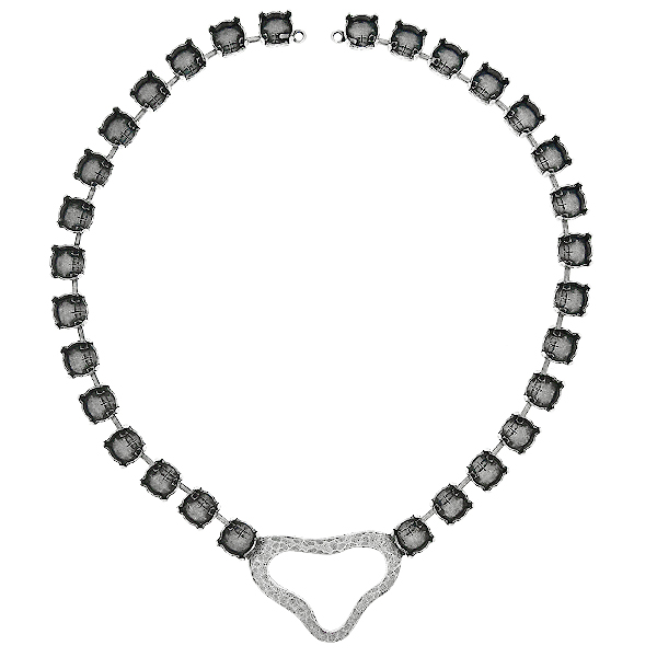 39ss Cup chain with Hammered asymmetric amorphous shape casting element in the middle Necklace base - 30 settings