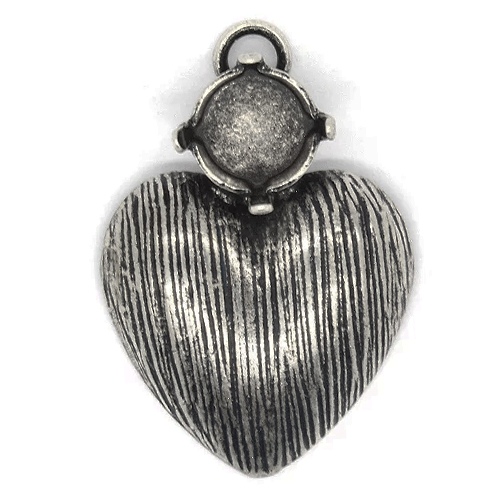 39ss Decorated Heart pendant base with top loop