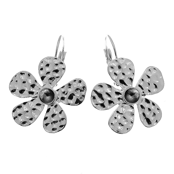 24ss metal stamping Flower Lever back earrings