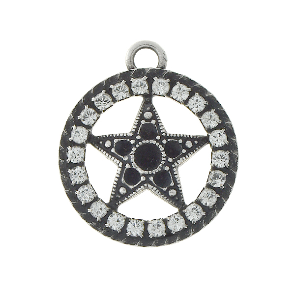 14pp, 24pp Star in holow circle pendant base with Rhinestones