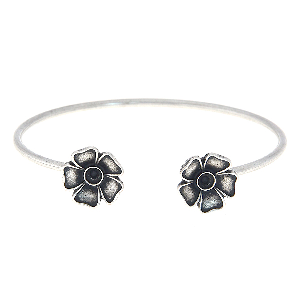 24pp Open bangle bracelet base with flowers