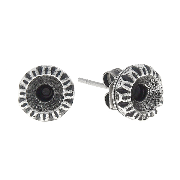 24ss Decorative Flower Metal Casting element on Stud Earring bases