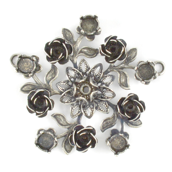 18pp,24ss,29ss Flower Pendant base with Two top side loops