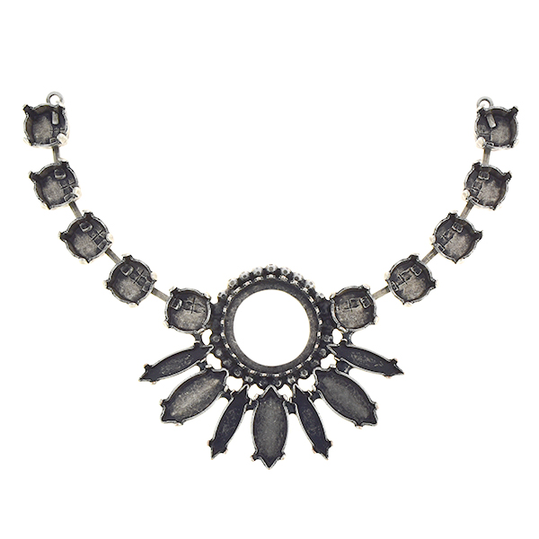 39ss, 16mm Rivoli, Navette Crown Centerpiece for Necklace with 2mm ball chain