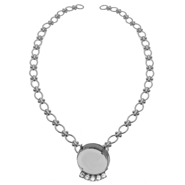 27mm Round 1201 setting with 32pp Rhinestones Chain Necklace base
