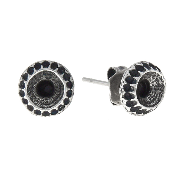 24ss Hollow Decorative Round Metal Casting element on Stud Earring bases