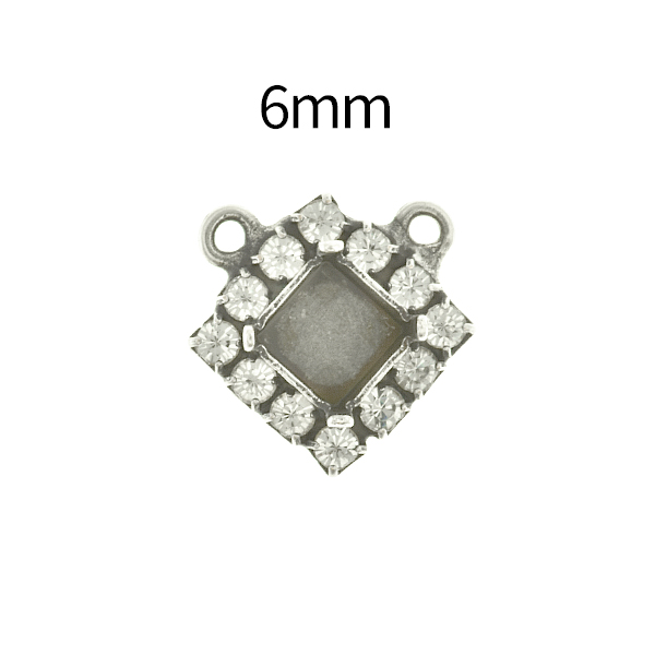 6mm Imperial  4480 Lozenge Stone setting with Rhinestoness and two top loops