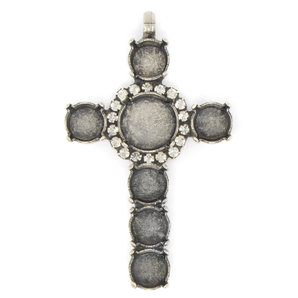Cross Pendant base 39ss and 12mm Rivoli in the middle 