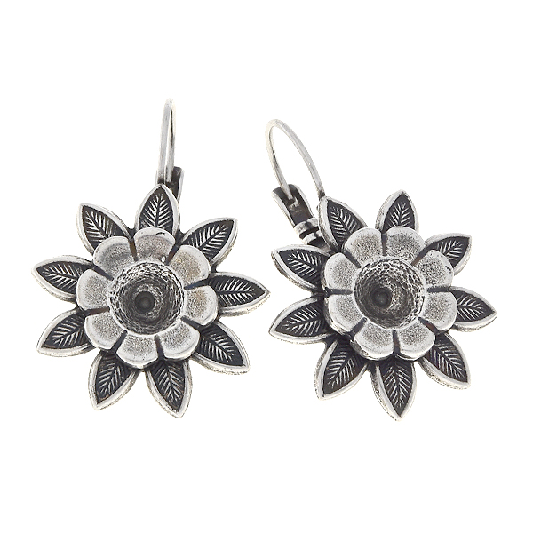 29ss flower with double petals Lever back earrings bases