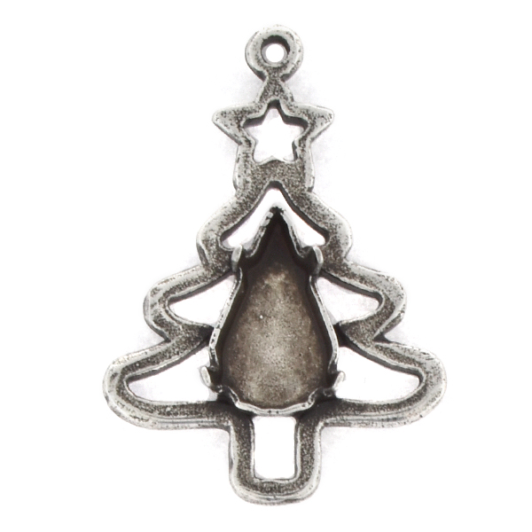 13x7.8mm Pear shape Christmas tree Pendant base with top loop