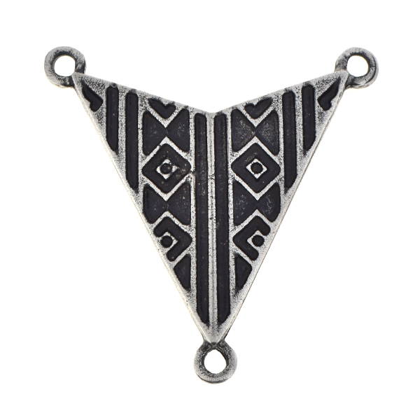 Arrowhead ethnic jewelry connector with three loops  